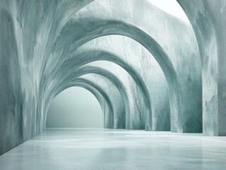 Interior view of a modern arched tunnel structure.