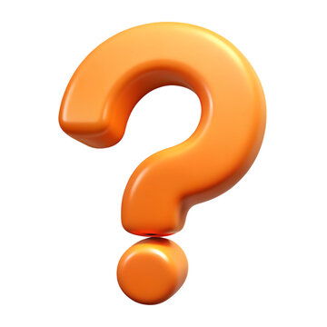 Shiny 3d rendered orange question mark isolated on transparent background for graphic designs