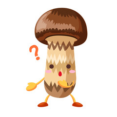 疑問に思うかわいいマツタケのイラスト