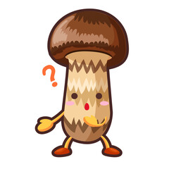 疑問に思うかわいいマツタケのイラスト