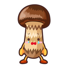 涙を流すかわいいマツタケのイラスト