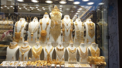 The Varieties of Jewels Glittering at Dubai Gold Souk.