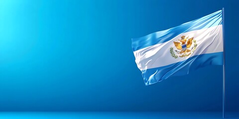 El Salvador Flag Waving Blue Background National Symbol 3d wave coat arms image photo eagle white   