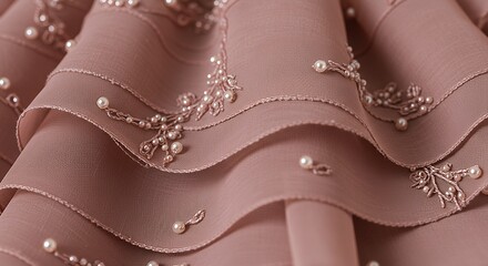 Ruffled Fabric with Pearl Embellishments