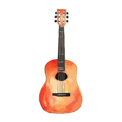 Naklejka premium watercolor illustration of Guitar clipart isolated