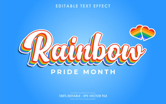 Editable rainbow pride month text effect