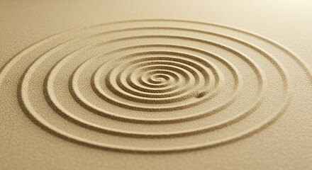 Naklejka premium Sand Garden Spiral Pattern Meditation