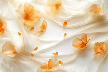 Obraz premium Elegant Orange Blossoms on Cream Silk