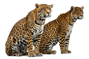 Obraz premium two jaguars in sitting pose isolated on transparent background 84829685 1