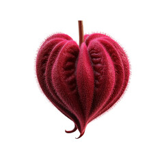 Heart-Shaped Red Flower with Fringed Edges - Unique Botanical Macro Photography