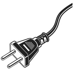Electric Plug icon black on white background. Adobe Illustrator Artwork