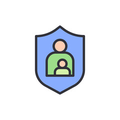 Illustration Of Family Inside Shield Representing Insurance Protection