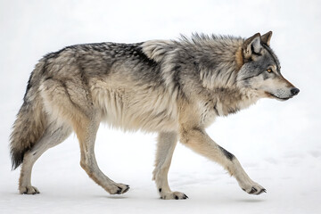 Obraz premium wolf walking side profile view on isolated background 94808136 1