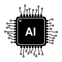 AI Chip Design: A sleek, digital representation of an artificial intelligence chip, emphasizing the integration of AI within modern technology and innovation.