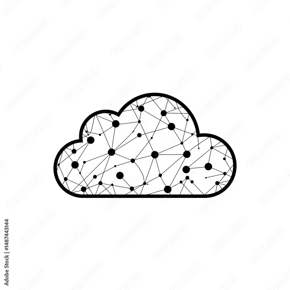 Poster cloud connectivity: an illustration of a cloud is depicted with a network of interconnected lines an