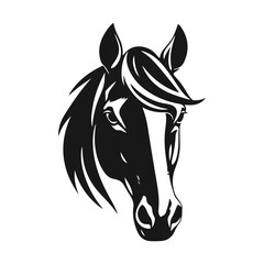 Horse head silhouette, horse head logo, animal emblem, horse symbol, vector illustration
