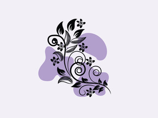 Elegant Black Floral Design on Lavender Background