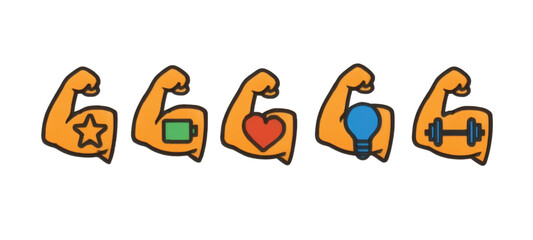 Big muscles vector,Body builders with massive and strong arm muscles,Arm wrestling icon