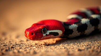 Obraz premium Crimson Serpent: A Striking Close-up in Warm Desert Light