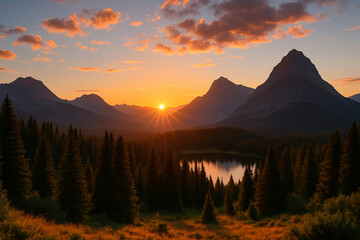 sunset in the mountains