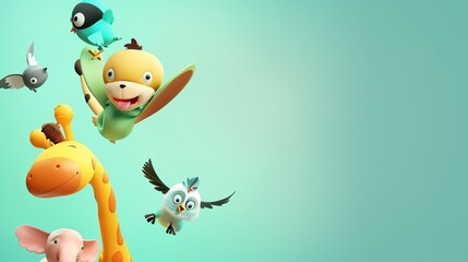 Fototapeta premium Cartoon animal adventure illustration background