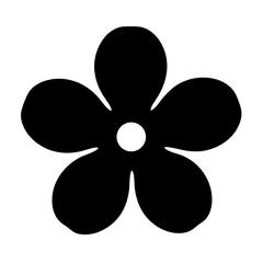 Simple five petal flower in black and white with white center