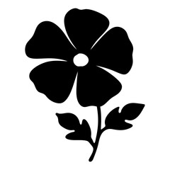Black Silhouette Flower Vector Art Illustration with Leaves and Stem Design