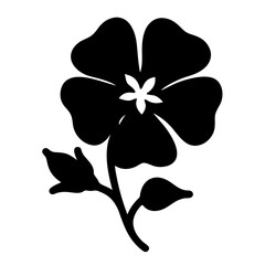 Elegant black and white floral illustration of a blooming flower with stem