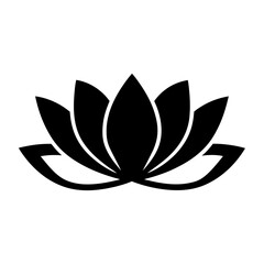 Minimalist black silhouette of a lotus flower with a serene expression