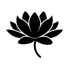 Elegant black lotus flower silhouette with distinctive petals and graceful stem