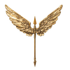 A Gilded Arrow with Baroque Angel Wings Bernini Scu Isolated on Transparent Background