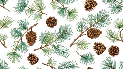 Fototapeta premium a seamless pattern featuring hand drawn pine bran