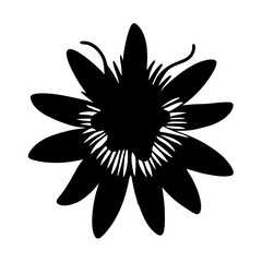 Striking Silhouette of a Passion Flower in Black and White Art
