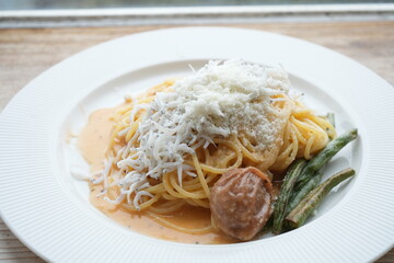 Italian Food, Tiny Whitebait or Baby Sardine Fish Pasta - イタリア料理 しらすのパスタ
