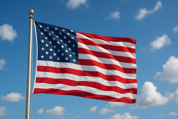 Fototapeta premium Waving American Flag Close-up: Patriotic Symbolism