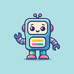 Mascot Robot character cartoon mascot logo design vector illustration for technology company ai mascot futuristic assistant cyberpunk robot avatar gaming robot smart robot humanoid robot character