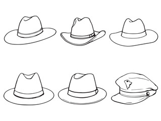 straw hat and starfish vector line art design