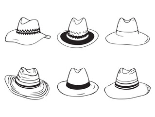 simple line art of straw hat and starfish