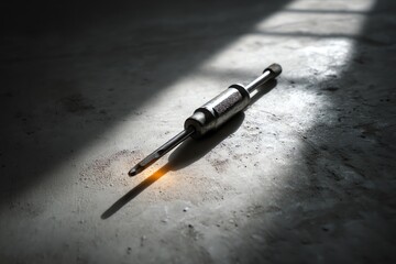 Screwdriver on surface with strong light shadow