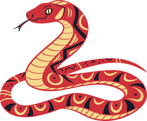 Fototapeta premium Cute Cartoon Red Snake Illustration