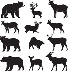 wild animals silhouettes
