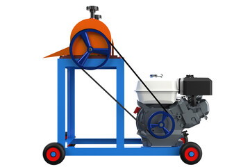 Portable Sugarcane Juice Extraction Machine with Engine and Wheels, Fresh Juice Production, Industrial Squeezer for Extracting Juice from Sugar Canes on a Mobile Sugar cane PNG Transparent Background 
