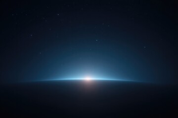 glowing ufo silhouette against night sky with stars casting ethereal light featuring wide copy space for text