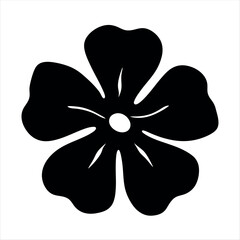 Stylized Black Silhouette of a Five Petal Flower Blossom on White