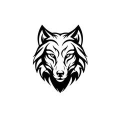 Obraz premium Wolf Portrait: A stylized monochrome portrait of a wolf, capturing the fierce intelligence and primal beauty of the majestic creature.