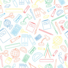 Colorful chool icons texture/pattern on transparent background