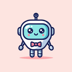 Futuristic Mascot Robot character design for ai android cartoon avatar, digital cyborg assistant mascot vector, hightech friendly humanoid artificial companion bot technology industry logo

