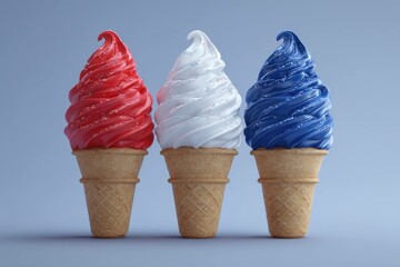 Ice cream cones in red, white, and blue