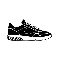 Sneaker Silhouette: A clean and contemporary silhouette of a stylish sneaker, perfect for illustrating active lifestyle, modern design, and athletic wear concepts.