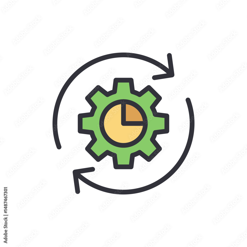 Poster gear with arrows concept illustrating time management and workflow automation